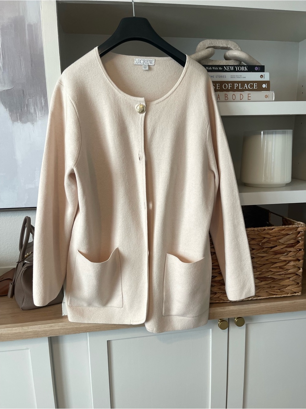 J. Crew Cream Button-Up Pocket Cardigan